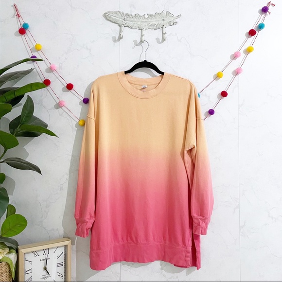Old Navy | Tops | Old Navy Large Easy Vintage Pink Orange Ombre Dip Dye  Tunic Sweatshirt | Poshmark